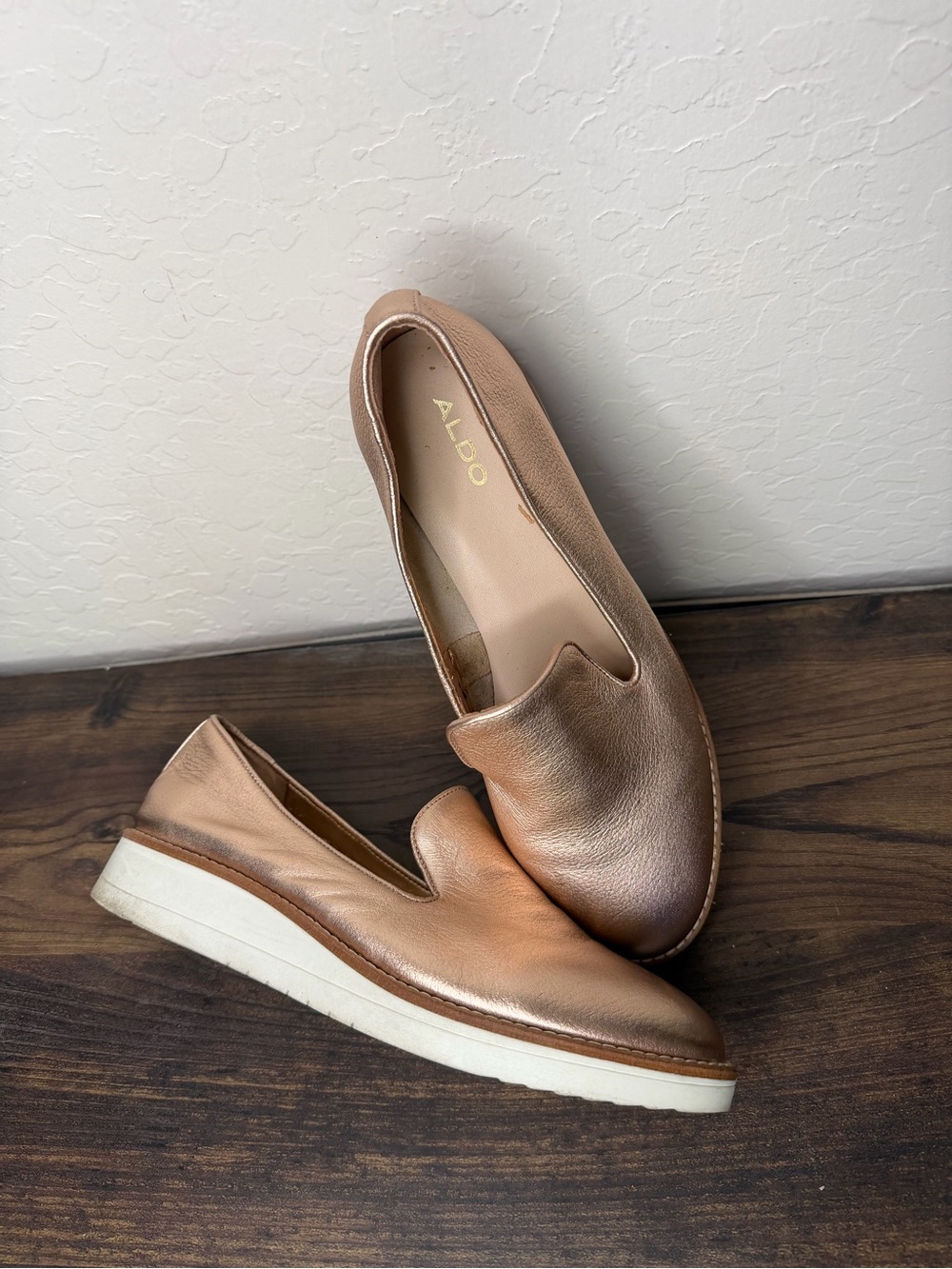ALDO Metallic Rose Gold Slip-On Platform Loafer